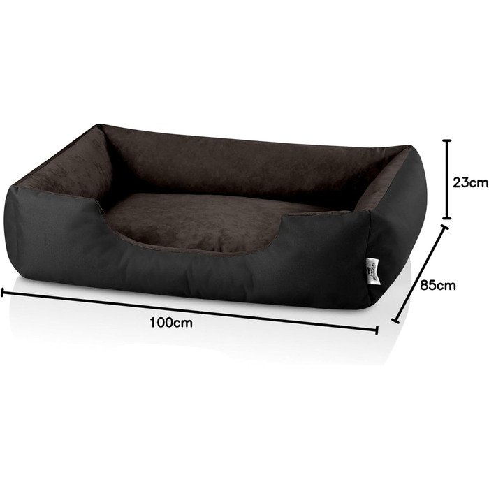 Лягушкове ліжко для собак BedDog XL - м'яке ліжко, корзина, диван, лежанка для середніх собак BLACK-FIELD (чорний/коричневий), 100 x 85 x 23 см, знімний чохол