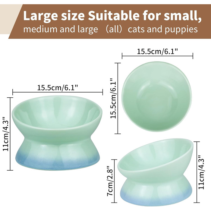 Підвищений годівниця для котів та собак Busnos, керамічний, жовтий, 15.5x15.5x11 см