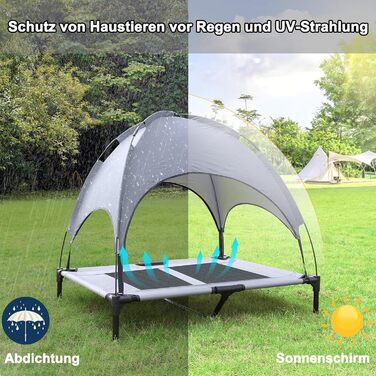 Лежанка для собак з дахом, піднята лежанка для собак, собаче ліжко, диван для собак, місце для сну для великих собак до 50 кг, для використання в приміщенні та на вулиці (92x76x92 см, L)