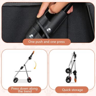 Дитяча коляска для домашніх тварин Simcat: для собак та котів, складна, з колесами на 360°, рожева