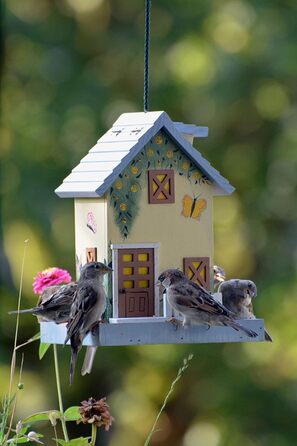 Будиночок для птахів Dobar® 25119FSC Summer - яскравий дерев'яний годівничок для птахів, 18x18x23 см