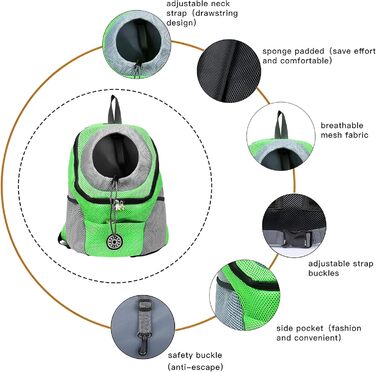 Рюкзак-переноска для собак та котів, до 10 кг, зелений, для подорожей та активного відпочинку