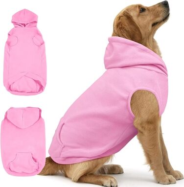 Теплий флісовий світшот-худі IECOii для великих собак, рожевий, 4XL. Комфортний пуловер з капюшоном для холодних днів, підходить для доберманів та інших великих порід.