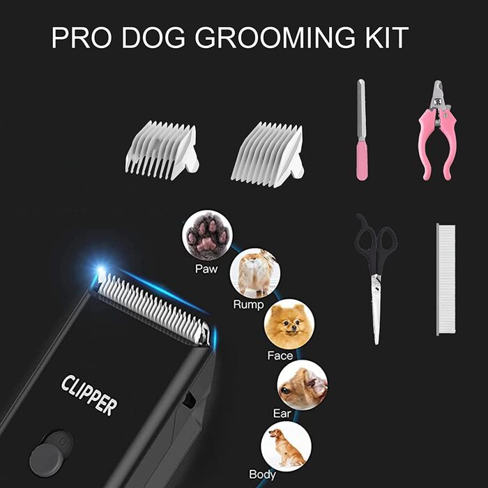 Електрична машинка для стрижки котів та собак, USB, акумуляторна, водонепроникна, безшумна (чорна)