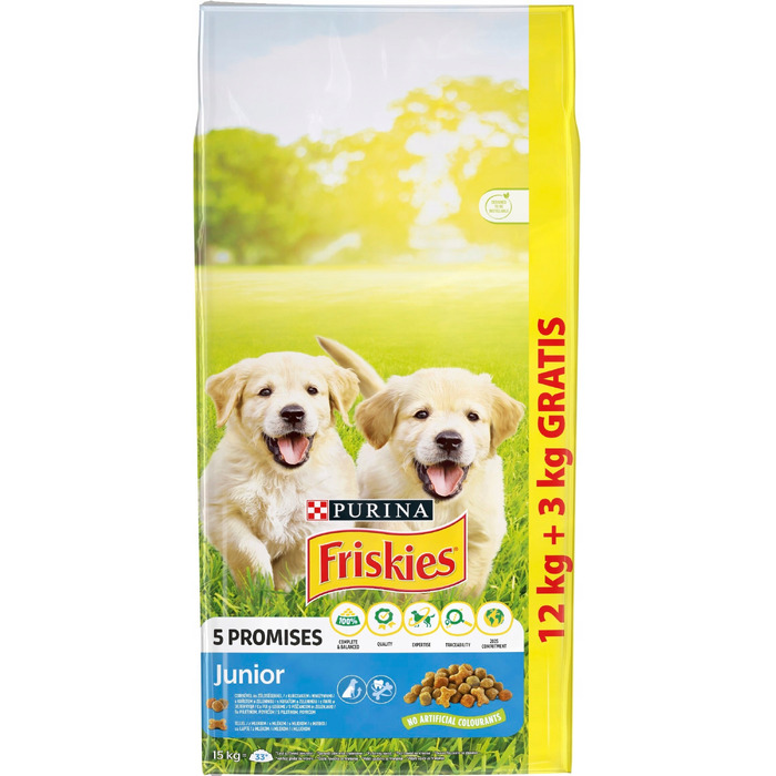 Корм для цуценят Friskies Junior з куркою, молоком та овочами, 15 кг