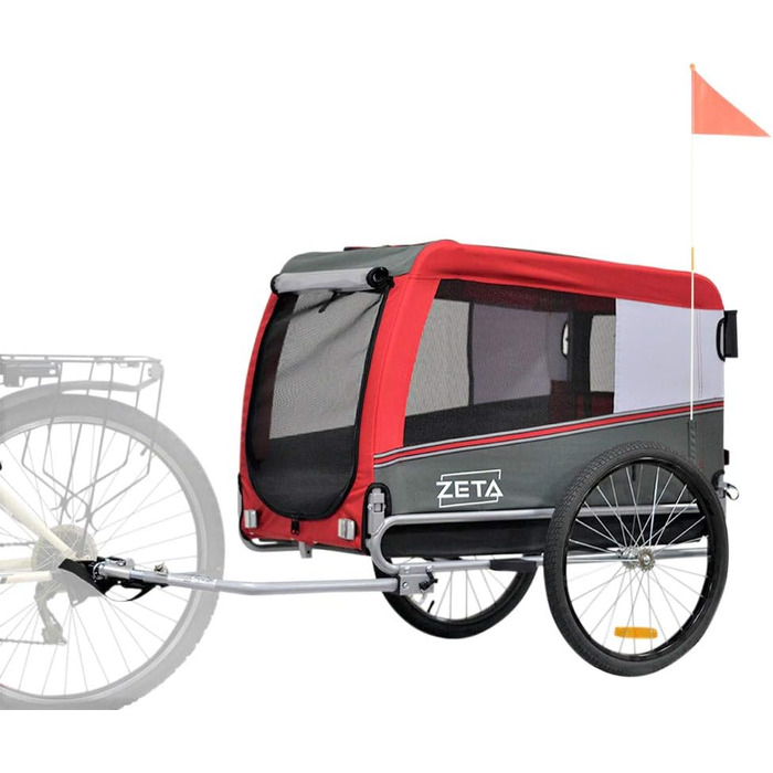 Причіп для собак Papilioshop Zeta – візок для тварин, 3 розміри, для собак, котів та інших домашніх тварин, стабільний, комфортний та практичний (Червоний L)