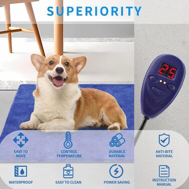 Нагрівальний килимок для котів та собак YOUTHINK - електричний, 7 температурних режимів, водонепроникний IP67