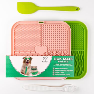 NutriPaw Килимок-іграшка для собак | Заспокійливий повільний дозатор корму для тривоги, нудьги та травлення | Без BPA, придатний для миття в посудомийній машині | Для ласощів, вологого корму та добавок (2 шт.) 2 упаковки