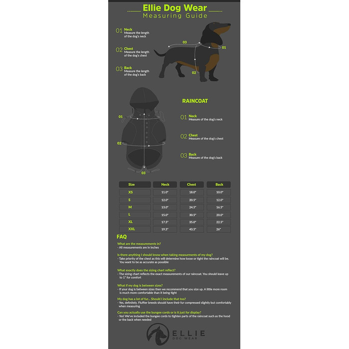 Дощовик для собак Ellie Dog Wear з відбивними кнопками, кишенями, водовідштовхувальний, знімний капюшон, регульований шнурок, розміри XS–XXL