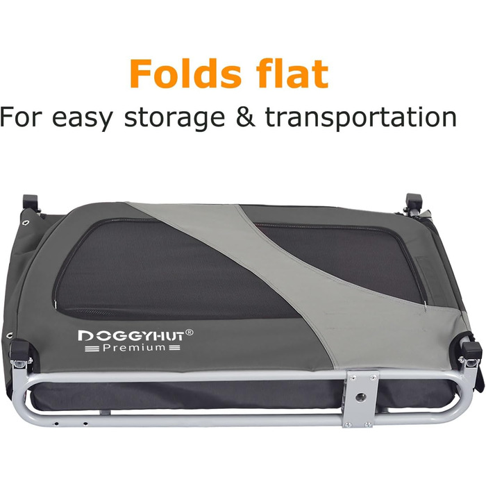 DOGGYHUT® Преміум велосипедний причіп для собак середнього розміру (до 23 кг), складаний, зелений (сірий)