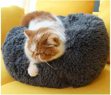 DEEN М'яке ліжко для котів та собак, кругла, 60 см, сірого кольору
