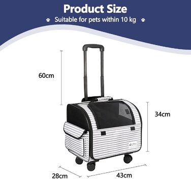 Транспортна сумка для собак та котів Galatée з колесами, розкладний рюкзак-переноска для тварин, рюкзак-візок для домашніх улюбленців (білий)