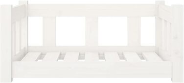 Собаче ліжко біле з масиву сосни 65,5x50,5x28 см - кошик для котів та собак середніх та великих порід