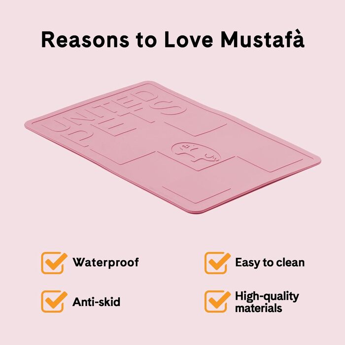 Підкладка під миску для собак та котів Mustafà Design, Італія, M, сіро-рожева (світло-сіра, світло-рожева)