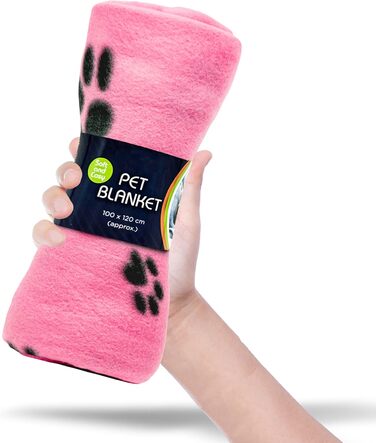 М'яка тепла флісова ковдра з відбитками лап для котів, цуценят та собак, пральна, для подорожей (70 x 73 см, 1 шт.) (Рожева, 100x120 см (упаковка з 1))