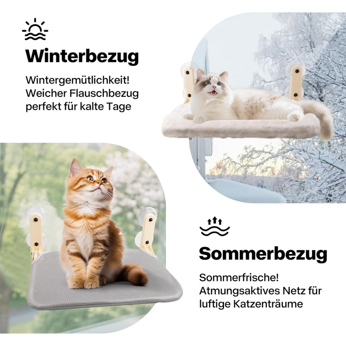 Кігтеточка-ліжко для котів Pet Prime на віконну раму з присосками 85мм, 20кг, знімні чохли, нержавіюча сталь, 45x32см, розкладна, бездротова