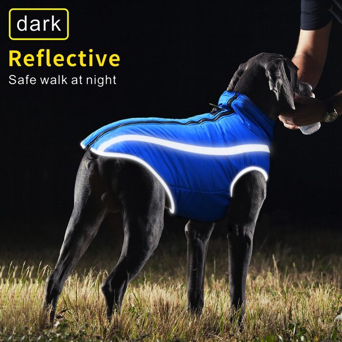 Водонепроникні дощовики для собак, зимові куртки для тварин, дощовики для собак, одяг для собак, світловідбиваючий одяг, жилет для цуценят з отвором для шлейки, для маленьких, середніх та великих собак (Синій, 3XL)