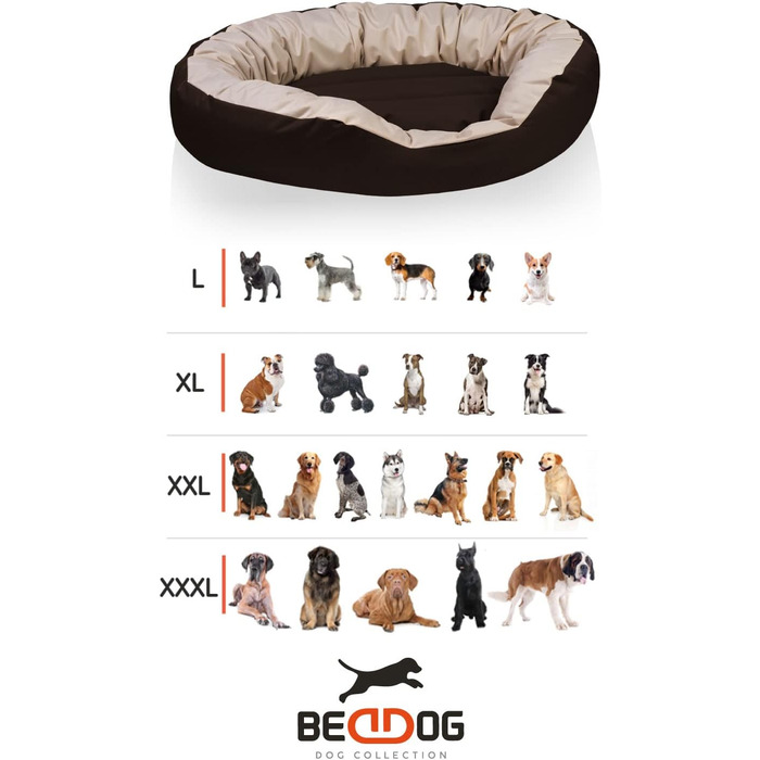BedDog® Hundebett Sunny: велике овально-кругле лежанка для собак з Cordura, XXXL, RED-WINE (червоний), 150 x 120 x 23 см