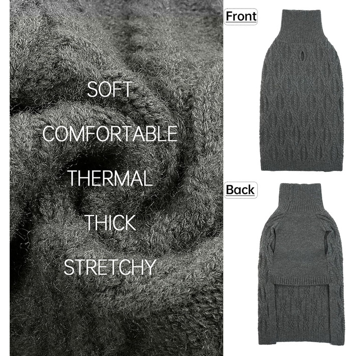 Пуловер для собак та котів, теплий зимовий одяг: куртка, жилет, плащ для цуценят та маленьких собак (Сірий, XS)