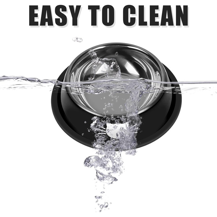 Набори мисок для котів Serentive з нержавіючої сталі (2 шт.), антиковзні, для маленьких котів, міцні, 380 мл, знімні гумові основи, легко миються, чорний та сірий кольори