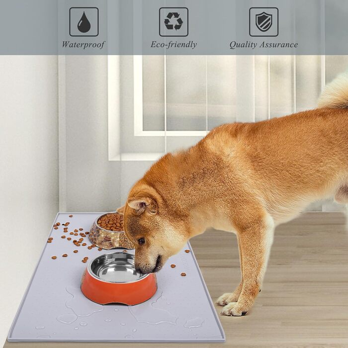 Підкладка під миску для собак та котів VIVAGLORY Grippymat, силіконова, 60x40 см, сіра