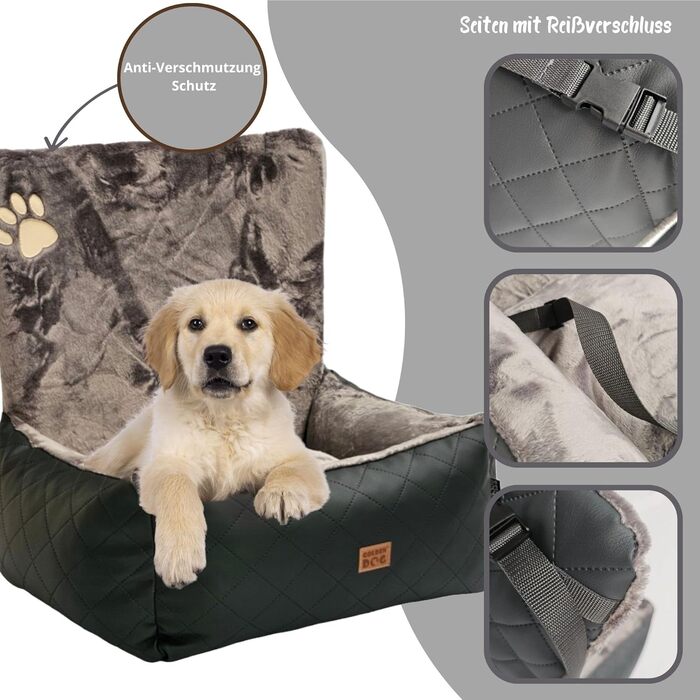 Автомобільний лежак для собак Golden Dog з кріпленням на ремінь безпеки, 73 x 56 см, колір графіт