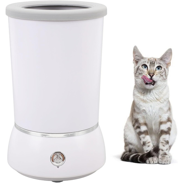 Автоматичний мийник лап для собак Asixxsix, портативний, акумуляторний, з м'якою силіконовою щіткою, для дому та подорожей, білий