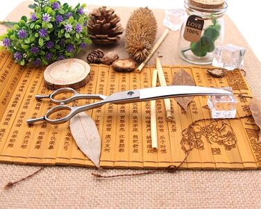 Ножиці для грумінгу тварин, фінішні інструменти, ножиці для собак, професійні ножиці для грумінгу, маленькі вигнуті ножиці, 17,8 см (розмір: червоні гвинти 19 см) (чорні гвинти 17,8 см)