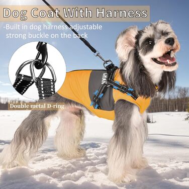 Теплий зимовий одяг для собак - куртка та одяг для цуценят, з світловідбиваючим нашийником, блакитний (XL, жовтий)