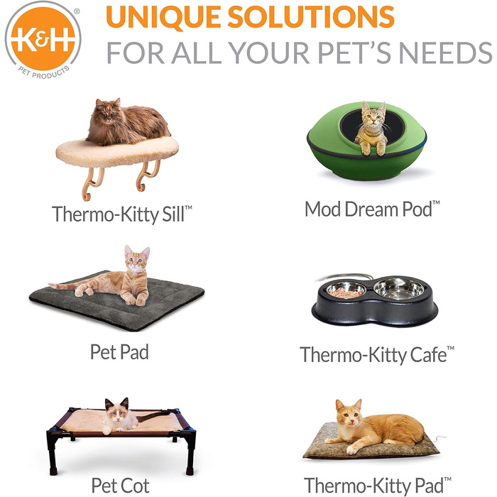 K&H PET PRODUCTS Thermo-Kitty Bett Deluxe – електричне лежанка для котів, для дому, з підігрівом, світло-коричнева з леопардовим візерунком, 50,8 см