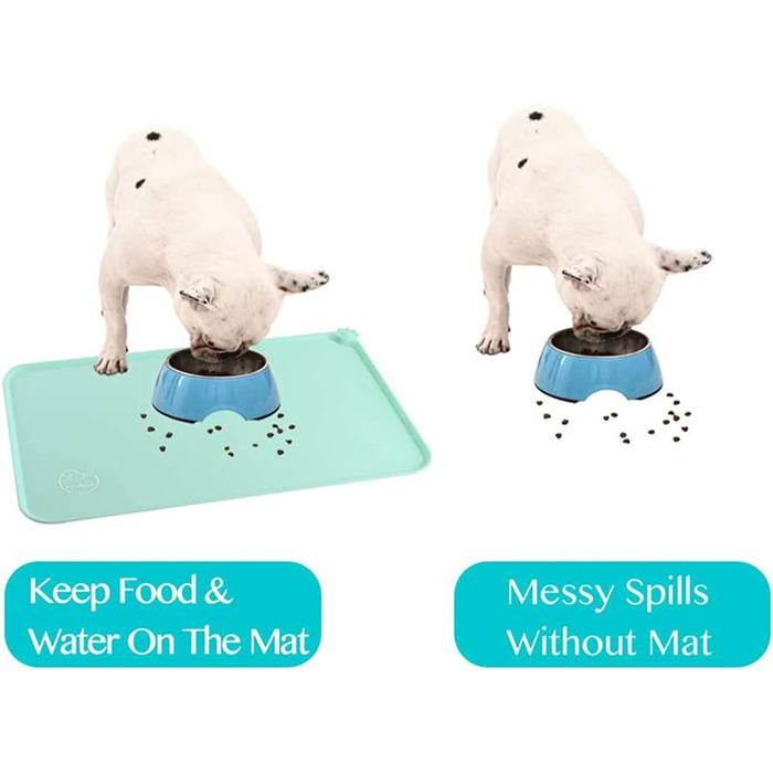 Силіконовий килимок для собак та котів, вологостійкий, неслизький, для мисок, їжі для котів та собак, підняті краї, щоб запобігти розбризкуванню на підлогу (зелений)