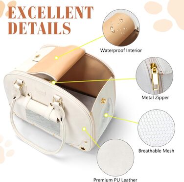 Сумка-переноска для собак та котів PetsHome, Premium-нейлон, водонепроникна, 44x26x55 см, Бежева