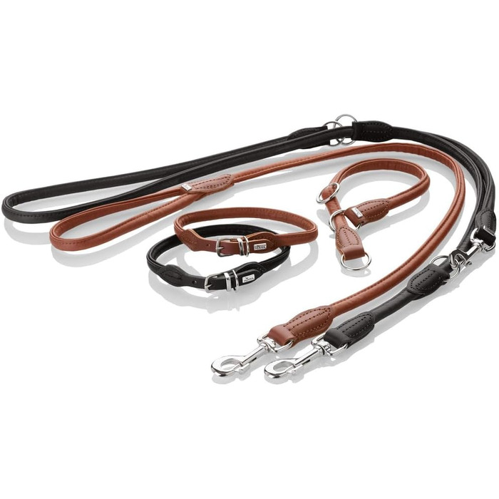 Шкіряний нашийник для собак HUNTER Round & Soft Canadian UP, колір коньячний, 55 см