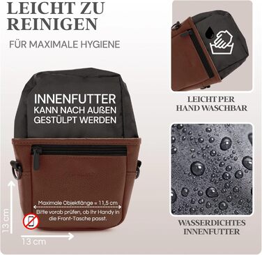 Лекарська сумочка для собак з штучної шкіри - сумка для прогулянок з магнітною застібкою однією рукою - сумка для собачих ласощів (розмір S - темно-коричневий) S Темно-коричневий