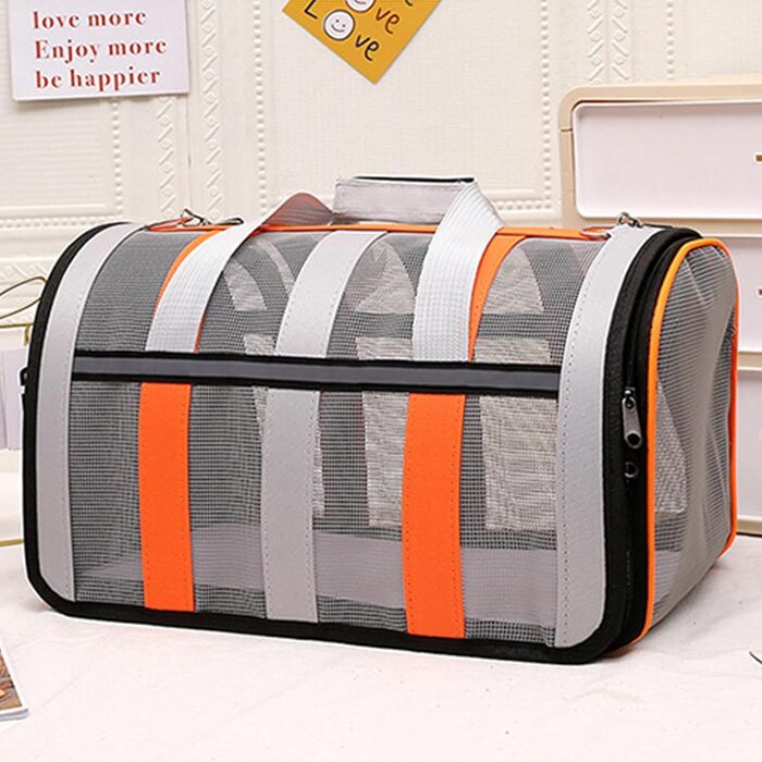 Складана переноска для тварин, легка переноска для собак, подорожна переноска для котів, сітчаста переноска, схвалена авіакомпаніями, розмір 52x35x4 см