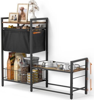 Підвищений миска для собак Bikoney з місцем для зберігання – годівниця та поїлка з кошиком для іграшок, шафка-годонавча для маленьких, середніх та великих собак, органайзер для аксесуарів для тварин