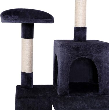 Дерево для котів Lionto з гамаком та тунелем, 133 см, з сизалевого мотузка та м'якого плюшу, зручні лежанки та печери, підходить для котів будь-якого розміру, темно-сірий