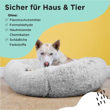Лежак для собак Best Friends by Sheri Calming Donut, знімний чохол, машинне прання, сірий, 76x76 см, розмір M