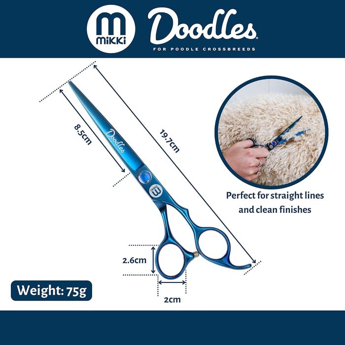 Ножиці для грумінгу собак Mikki Doodle, 19 см - для стрижки та формування шерсті