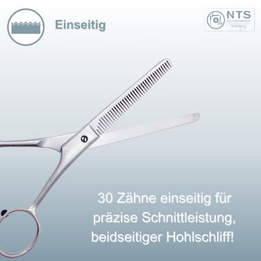Ножиці для собак та домашніх тварин ROSTFREI, матова сатинова обробка • Ножиці для моделювання шерсті (зубці з одного боку) та фінішні ножиці (6.0-30ZE = 15 см, 30 зубців з одного боку)