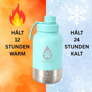 Поїлка для собак на 1000 мл з переносною сумкою, 4-в-1, нержавіюча сталь, ізольована, не протікає, BPA-free, з мисками для води та корму, аксесуари для собак, блакитний колір