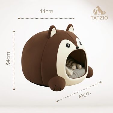 Будиночок для котів Katzenhöhle коричневий, розмір L (44x41x34 см) з подушкою - затишна печера-лігво для кошенят та котів