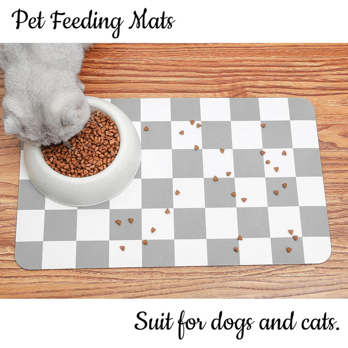 Килимок для годування собак Ralxion Karierte, вбираючий, для мисок, ретро-дизайн, хакі, бежевий, шаховий візерунок, аксесуари для собак, котів, цуценят, 30,5 x 12 x 19 см