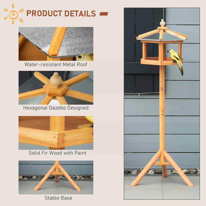 PawHut Birdhouse Bird Villa Годівниця для птахів з підставкою та цинковим дахом 113x40x40 см, погодостійка годівниця для птахів для саду та патіо