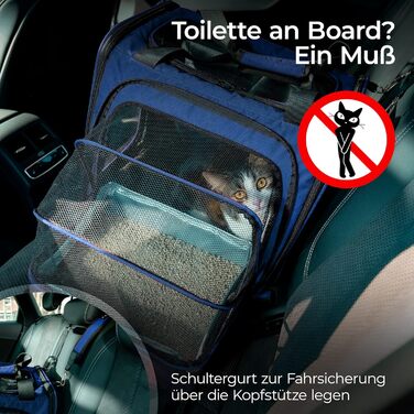 Транспортна переноска для котів You Decide Munich Cat Premium Suite LX (блакитна) з туалетом, складна