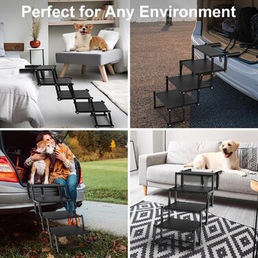 Рампа для собак у машину: широка, складана, з антиковзким покриттям. Підходить для великих собак, SUV, позашляховиків, вантажівок. Чорний колір