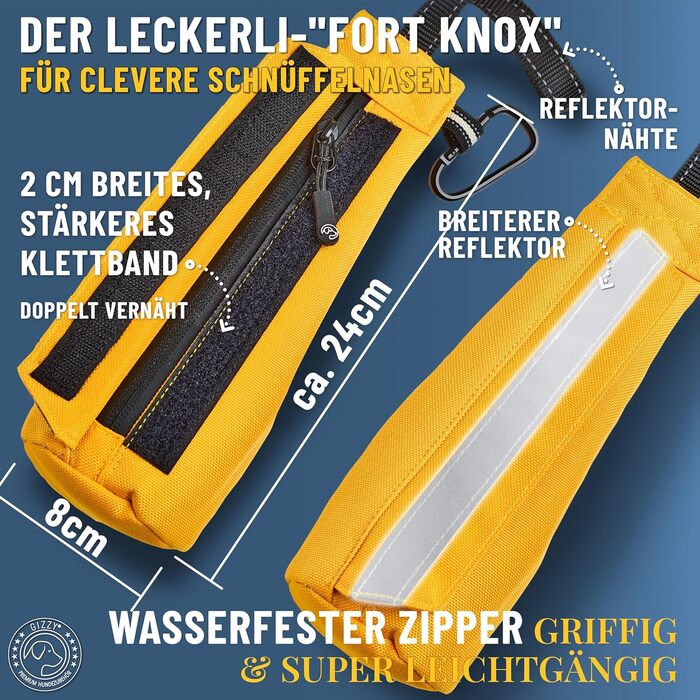 GIZZY® Оригінальний Futterdummy для собак: міцний мішечок для їжі для всіх порід, тренування з ласощами, допоміжний інструмент для дресирування собак, аксесуари для собак (жовтий)