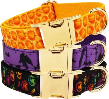 Персоналізоване собаче ошийник з металевою застібкою, двостороннє оксамитове ошийник з іменем та номером телефону, регульовані розміри для собак маленьких, середніх та великих порід (на Хелловін)