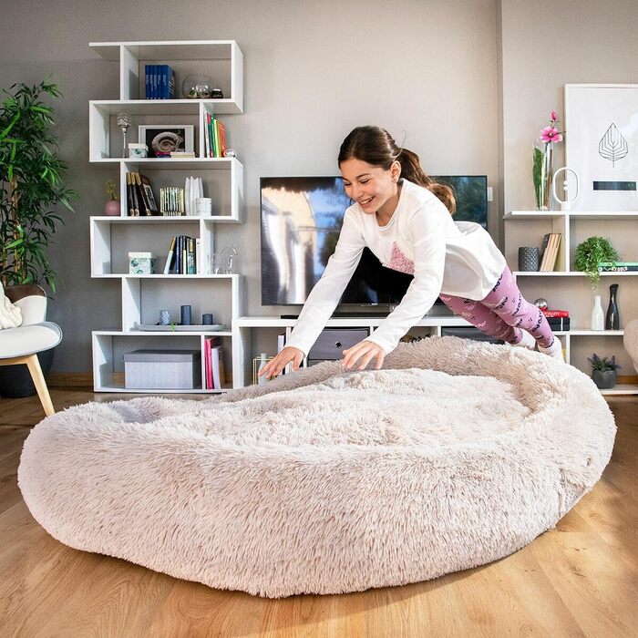 InnovaGoods Cloft Лежак для собак великий, антистрес, поліестер, знімний і праний чохол, бежевий
