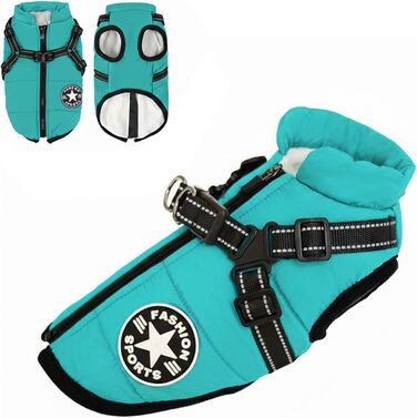 Водонепроникний собачий плащ Extreme 2.0: зимова куртка для собак маленьких та середніх порід з відстібним шлейкою та флісовою підкладкою (Оливковий, S)